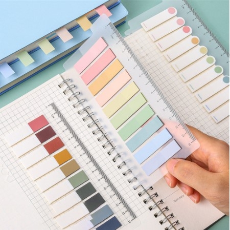 Note sổ còng - Set 200 Tờ Nhiều Màu Kèm Thước (Gắn Sổ Còng Lò Xo)