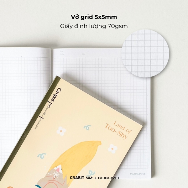 Vở A5 grid 96 trang Bananeet - Crabit x Kokuyo - Land of Too-Shy