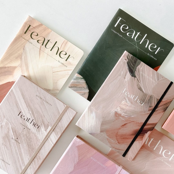 Sổ còng sắt bìa cứng A5 6 lỗ Feather Vệt màu Be