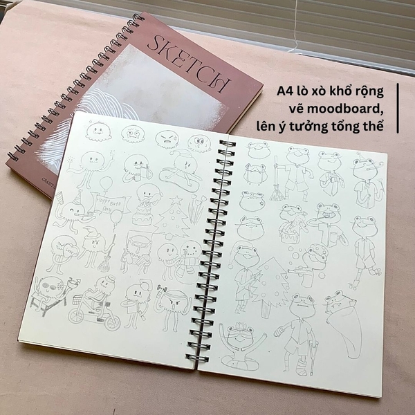 Combo 3 sổ sketchbook lò xo 190gsm