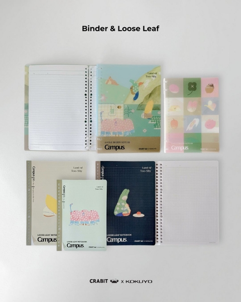 Vở ruột sổ còng grid B5 100 trang Crabit x Kokuyo Land of Too-shy 2 - Thỏ Picnic