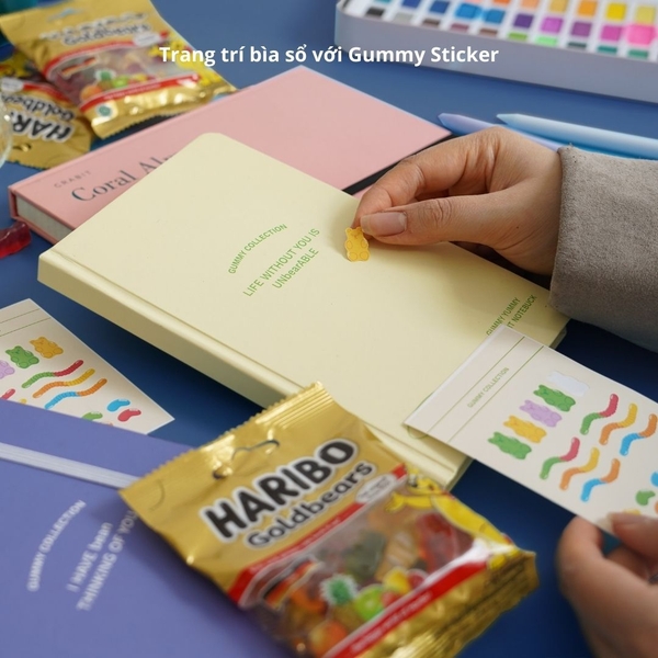 [Tặng kèm sticker] Sổ tay dotgrid bỏ túi Gummy Collection - Bear Vàng
