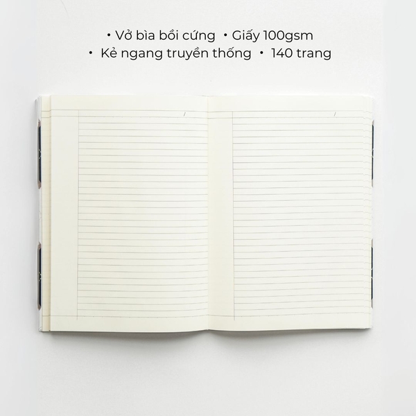 Vở kẻ ngang 140 trang 100gsm Composition Gingham (tặng kèm sticker) - Quả trám nâu