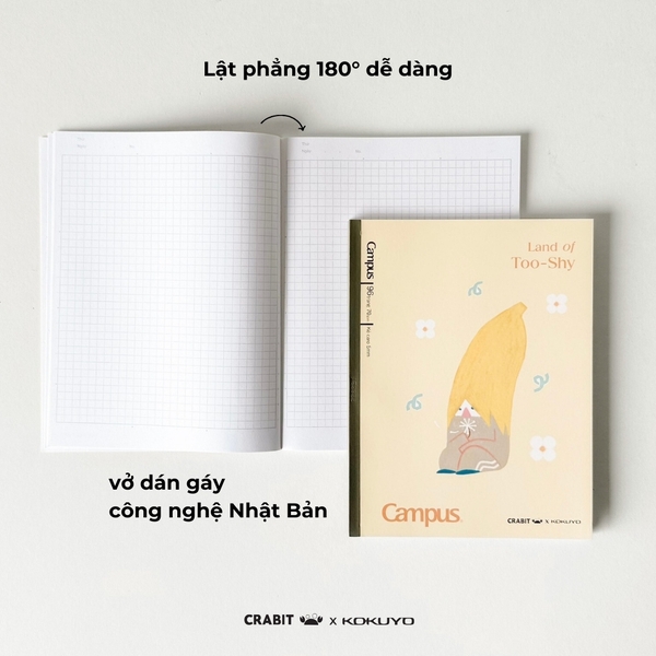 Vở A5 grid 96 trang Bananeet - Crabit x Kokuyo - Land of Too-Shy