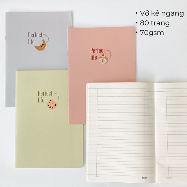 Vở kẻ ngang 80 trang - Perfect Life Bánh cuộn hồng