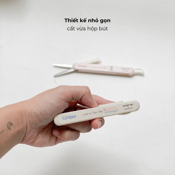 Kéo mini thép không gỉ 2 đầu đa năgn gấp gọn Crabit x Kokuyo Campus Land of Too-Shy