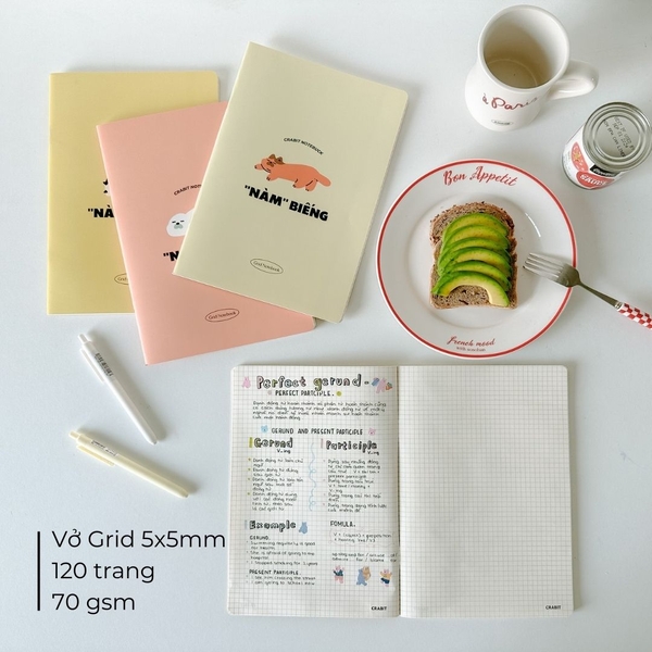 Vở grid 120 trang - "Nàm" Biếng Mèo Vàng