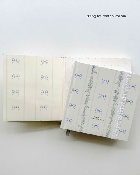 Sổ tay scrapbook khổ vuông dot 130gsm The Reverie Diary - Nhũ Hoa Nơ Xanh