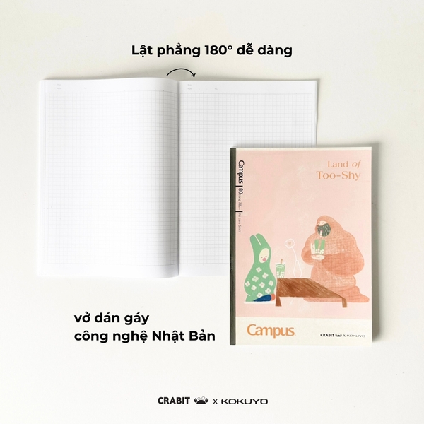 Vở B5 grid 80 trang Mr.Bubble Milk Tea - Crabit x Kokuyo - Land of Too-Shy