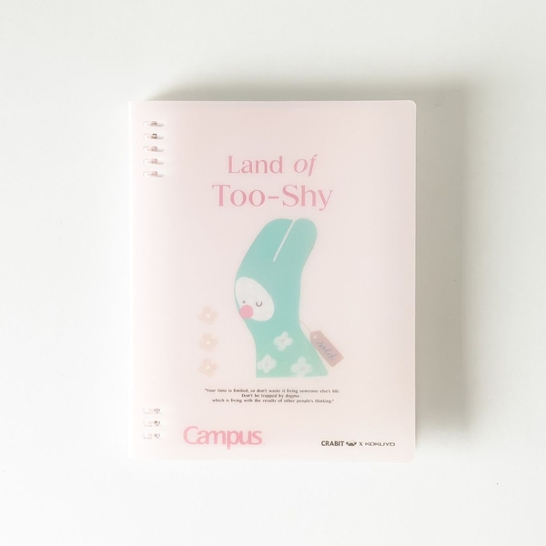Sổ còng B5 80 trang kẻ ngang còng nhựa 2 đầu bìa nhựa Crabit x Kokuyo Campus | Land of Too-Shy - Thỏ