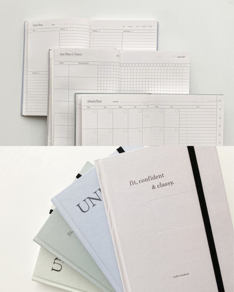 Sổ lịch kế hoạch Planner 2026 14 tháng A5 Crabit The Unfold - Hồng Xám