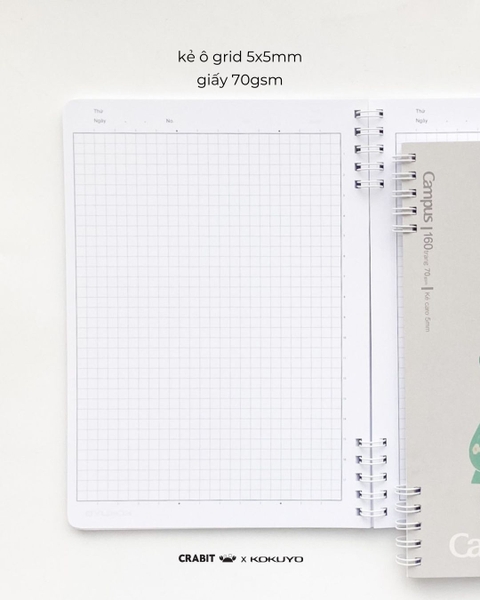 Sổ lò xo A5 grid 160 trang Crabit x Kokuyo - Land of Too-Shy - Netizen Picnic