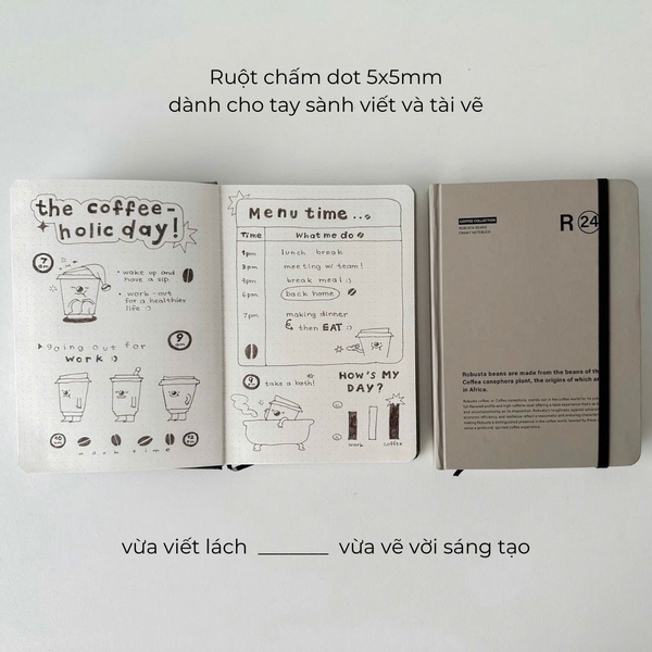 Sổ tay A5 dot 130gsm Crabit Coffee Beans - Robusta