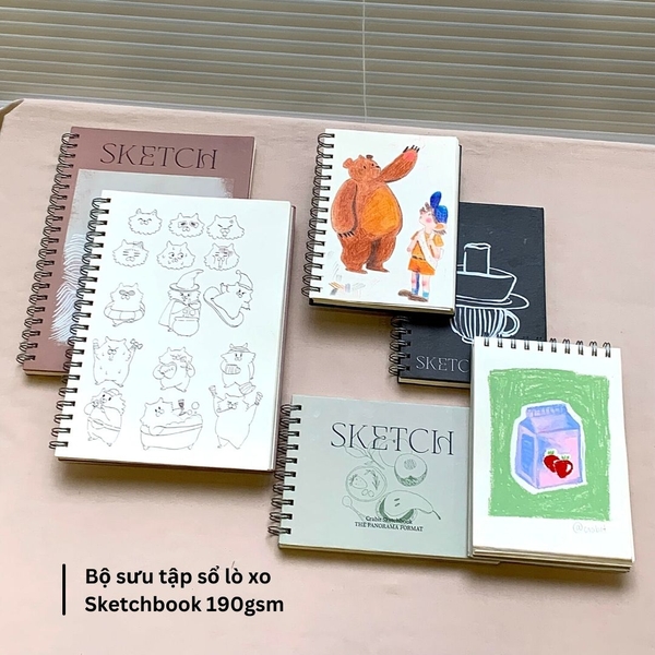 Sổ Sketchbook lò xo A4 - Nâu