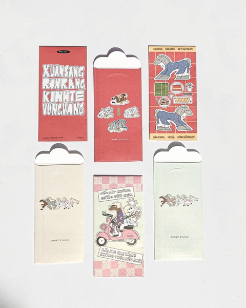 Lì xì Tết Bính Ngọ 2026 - Set 6 Lì xì Dọc