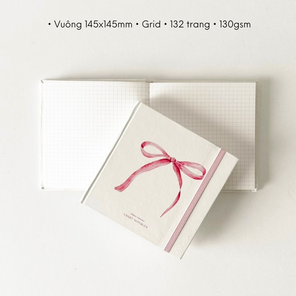 Sổ grid khổ vuông Ribbon Collection Nơ Hồng