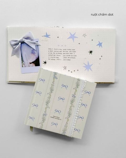 Sổ tay scrapbook khổ vuông dot 130gsm The Reverie Diary - Nhũ Hoa Nơ Xanh