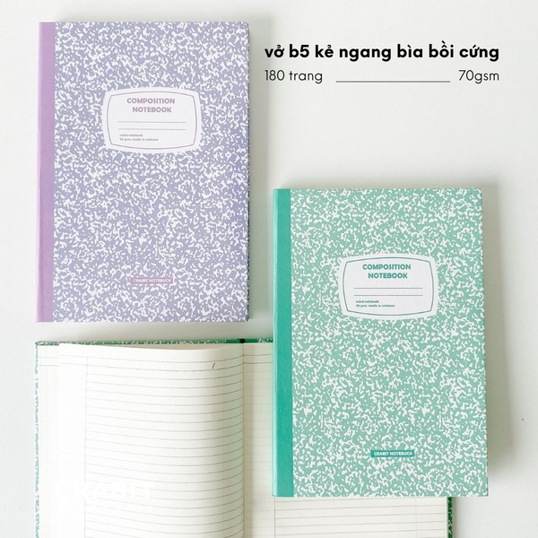 Vở kẻ ngang 200 trang tặng kèm sticker Composition Collection - Tím