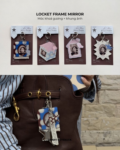 Móc khoá photo frame & gương Polka Dot Chấm bi Locket Frame Mirror