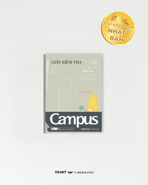 Vở giấy kiểm tra 4 ly ngang A5 đóng quyển 30 tờ đôi Crabit x Kokuyo Land of Too-Shy 2 - Bananeet