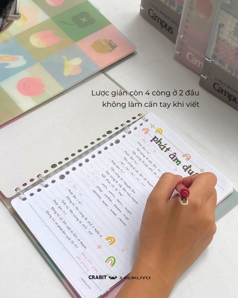 Sổ còng 4 lỗ kẻ ngang A5 80 trang Crabit x Kokuyo Land of Too-shy 2 - Cư dân
