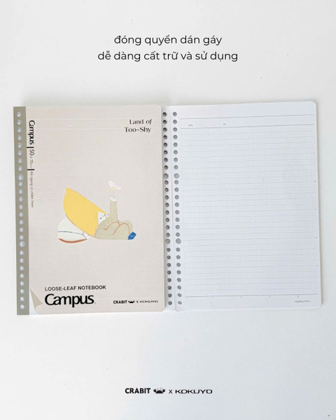 Vở ruột sổ còng kẻ ngang chấm B5 100 trang Crabit x Kokuyo Land of Too-shy 2 - Bananeet Picnic