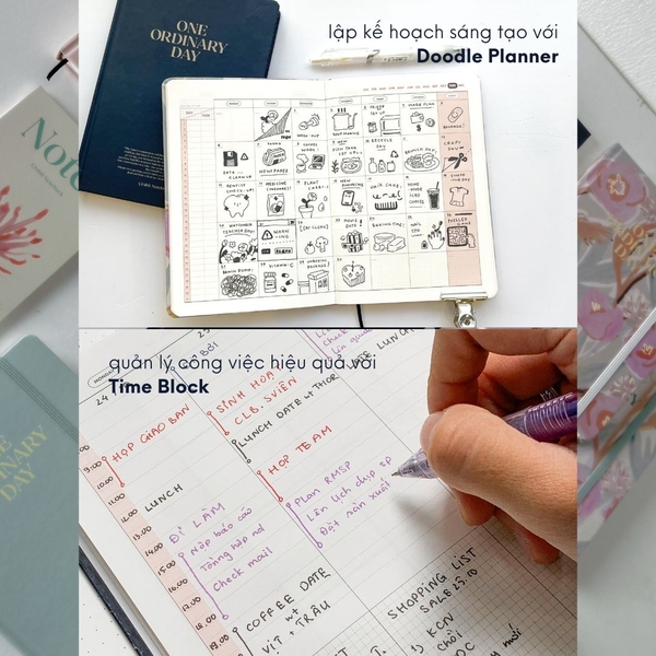 Sổ lịch 2024 planner lập kế hoạch 12 tháng Crabit One Ordinary Day - Pink Pastel [Tặng kèm Sticker Calendar]