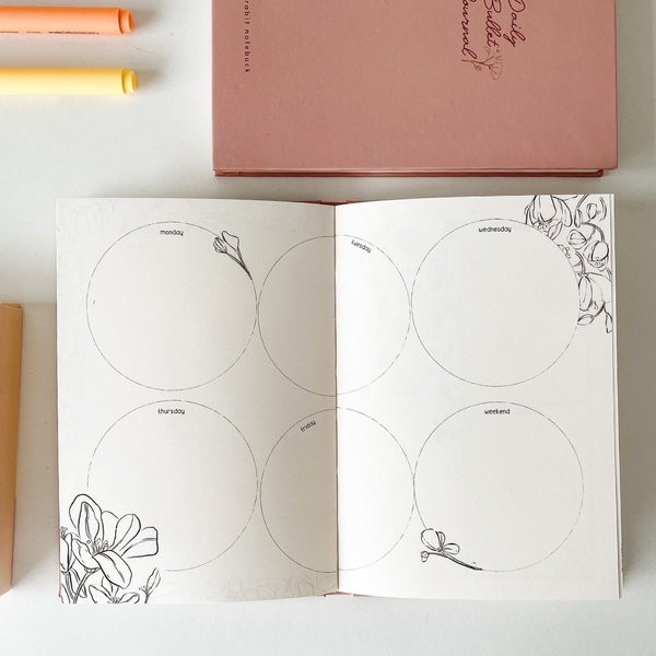 Combo Sổ + 3 bút Joyful Daily Bullet Journal - Morandi 2 đỏ nhạt