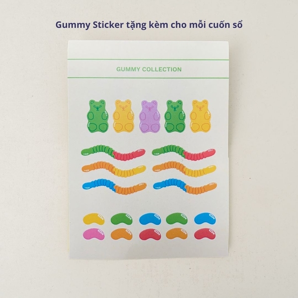 [Tặng kèm sticker] Sổ tay dotgrid bỏ túi Gummy Collection - Bear Vàng