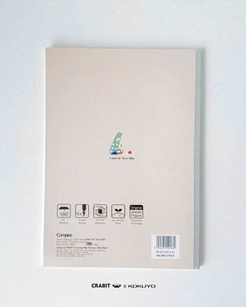 Vở kẻ ngang chấm 80 trang B5 giấy Nhật Crabit x Kokuyo Land of Too-Shy 2 -  Thỏ Picnic