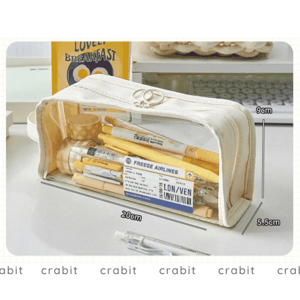 Túi đựng bút trong suốt cỡ lớn màu trơn