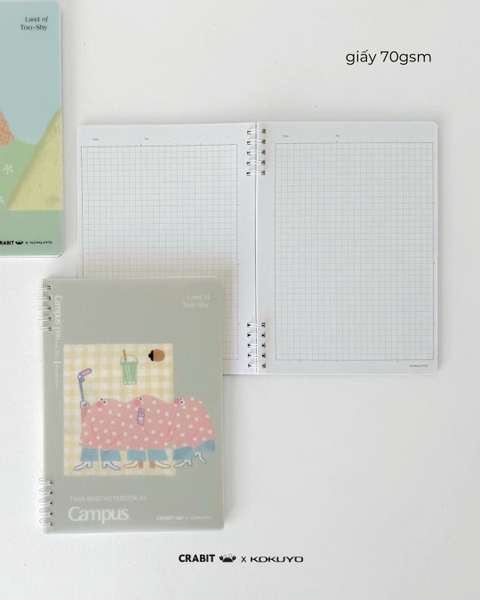 Sổ lò xo A5 grid 160 trang Crabit x Kokuyo - Land of Too-Shy - Netizen Picnic