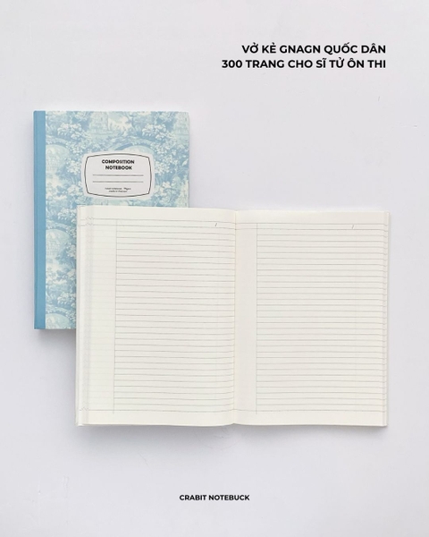 Vở bìa cứng 300 trang kẻ ngang 70gsm Nơ - Rừng Xanh