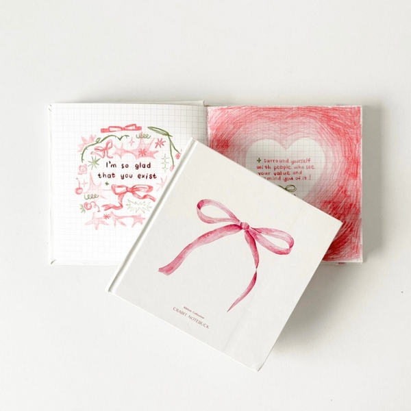 Sổ grid khổ vuông Ribbon Collection Nơ Hồng