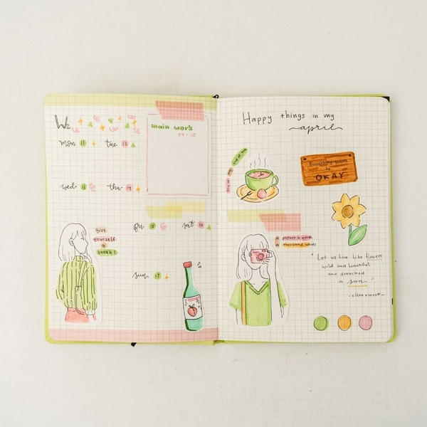 Sổ tay ô vuông Moodbook Collection - Illuminating Xanh lá