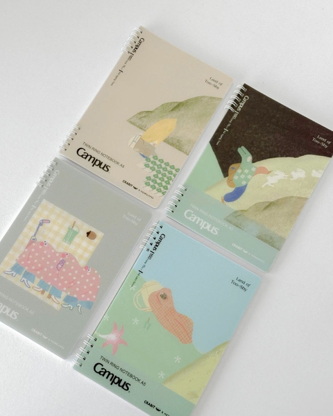 Sổ lò xo A5 grid 160 trang Crabit x Kokuyo - Land of Too-Shy - Mr. Bubble Tea Picnic