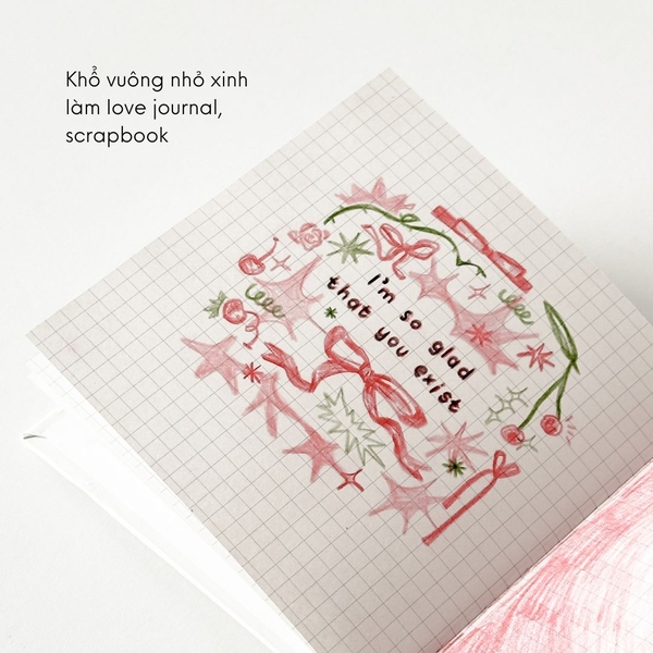 Sổ grid khổ vuông Ribbon Collection Nơ Hồng