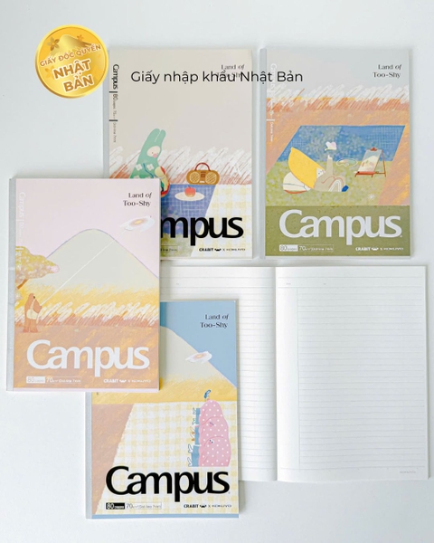 Vở 4 ly ngang 96 trang A5 giấy Nhật Crabit x Kokuyo Land of Too-Shy 2 - Mr. Bubble Tea Picnic