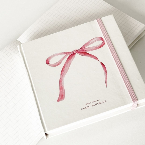 Sổ grid khổ vuông Ribbon Collection Nơ Hồng