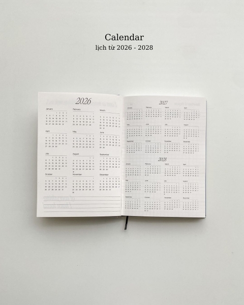Sổ lịch kế hoạch Planner 2026 14 tháng A5 Crabit The Unfold - Mint