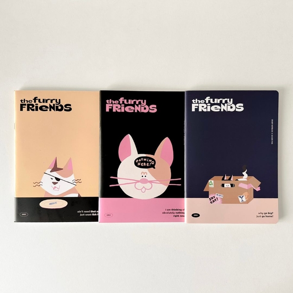 Vở grid caro 120 trang Crabit x SGT - The Furry Friends - Mèo Béo - Xanh đen