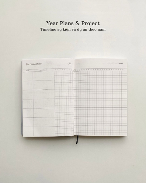 Sổ lịch kế hoạch Planner 2026 14 tháng A5 Crabit The Unfold - Hồng Xám