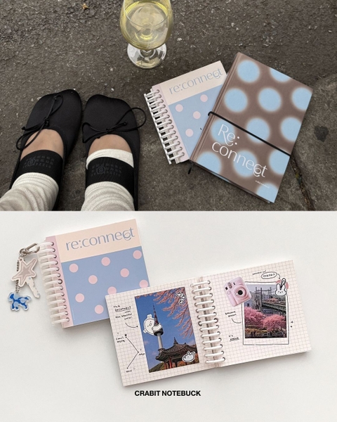 Sổ còng grid khổ vuông 128 trang 130gsm Chấm bi - Xanh Hồng