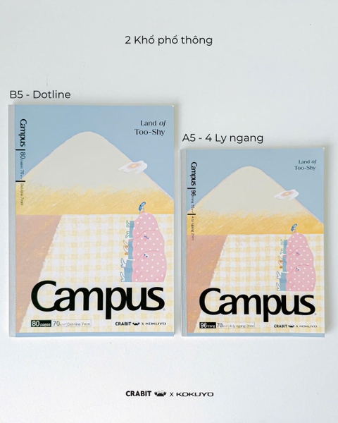 Vở kẻ ngang chấm 80 trang B5 giấy Nhật Crabit x Kokuyo Land of Too-Shy 2 -  Mr. Bubble Tea Picnic