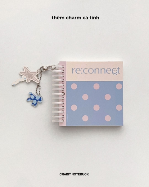 Sổ còng grid khổ vuông 128 trang 130gsm Chấm bi - Xanh Hồng