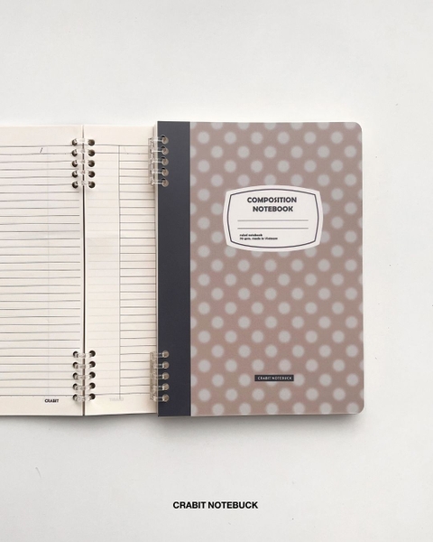 Vở kẻ ngang còng 2 đầu 70gsm 160 trang Chấm bi - Nâu