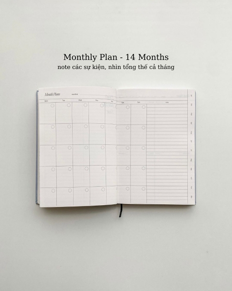 Sổ lịch kế hoạch Planner 2026 14 tháng A5 Crabit The Unfold - Mint