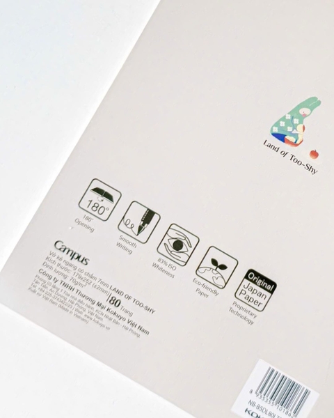 Vở 4 ly ngang 96 trang A5 giấy Nhật Crabit x Kokuyo Land of Too-Shy 2 - Thỏ Picnic