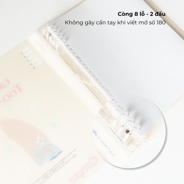 Sổ còng B5 80 trang kẻ ngang còng nhựa 2 đầu bìa nhựa Crabit x Kokuyo Campus | Land of Too-Shy - Thỏ