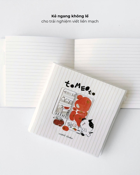 Sổ tay khổ vuông kẻ ngang bìa mềm 130gsm Tomeoto Sọc Kem
